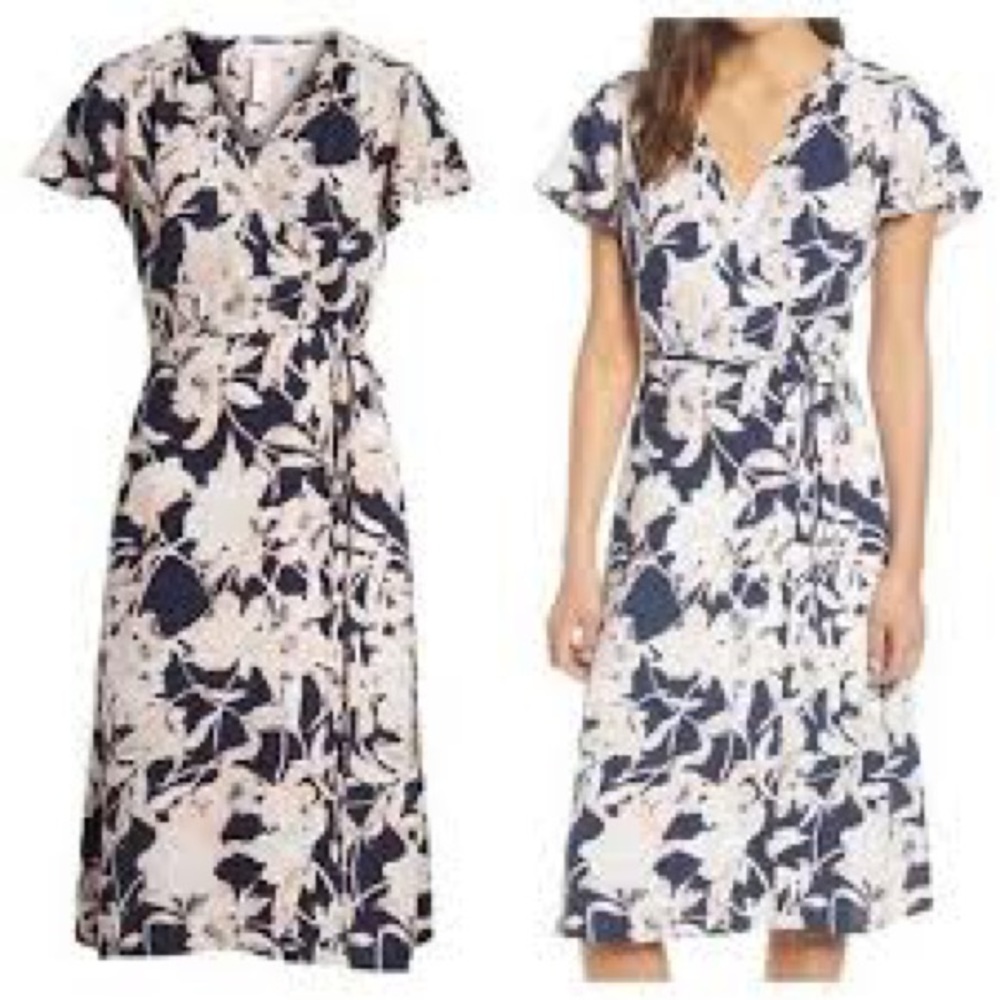 Leith Floral Wrap Midi Dress